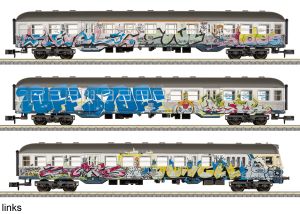 3-tlg. Set Kunst-Silberlinge Graffiti DB  MHI - Trix 18264 Spur N