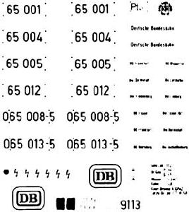 Beschriftungssatz BR 65 - Weinert 9115 Spur H0