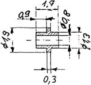 Buchse mit Ring f.0.8 mm   2S - Weinert 98882 Spur H0