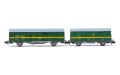 RENFE, 2-tlg. Set 2-achs. Gedeckte G�terwagen, in gr�n/gelb,
