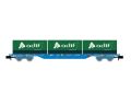RENFE, 4-achs. Containerwagen in blau, beladen mit 3 x 20ft