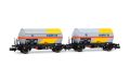 RENFE, 2-tlg. Set 2-achs. PR-Kesselwagen, Saltra, gelb-grau