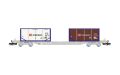 4-achs. Containerwagen, grau, beladen mit 2 x 20ft-Tankconta