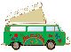 VW Bus T2 gr�n Camper Flower Power Faltd