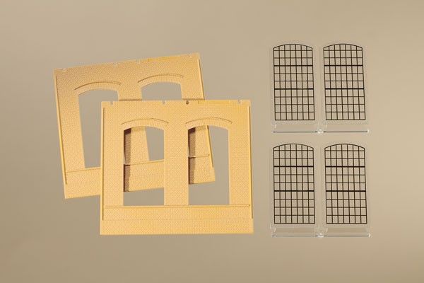 80603 Auhagen - H0 W�nde 2325A gelb, Fenster - Spur H0