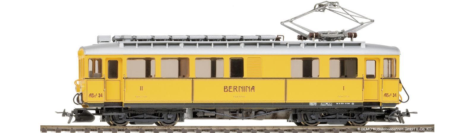 1268164 Bemo - RhB ABe 4/4 34 Nostalgietriebwagen gelb, Digital - Spur H0m