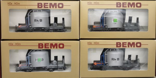 7459100 Bemo - G�terwagen 4-rer Set Zementwagen Rhb NEU - Spur H0m