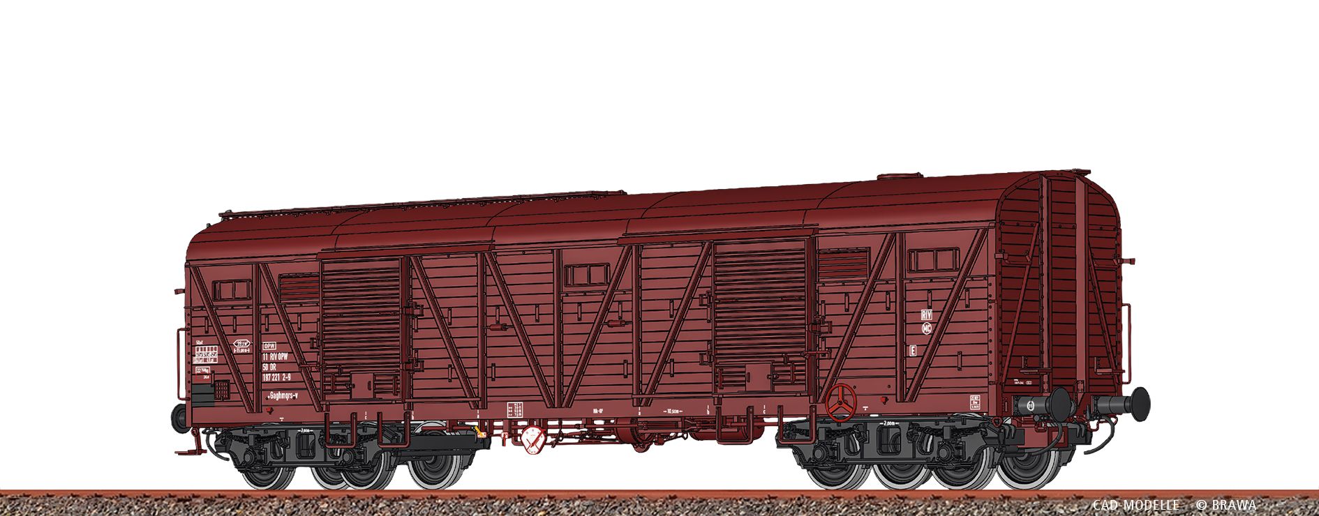 BRAWA 51270 H0 Gedeckter Güterwagen Gaghmqrs-v, DR, Ep. IV