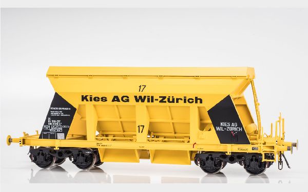 Weiacher Kieswagen, Kies AG Wil #17, Verkehrsgelb RAL 1023, SBB 1970 - 1992, 4-achsig