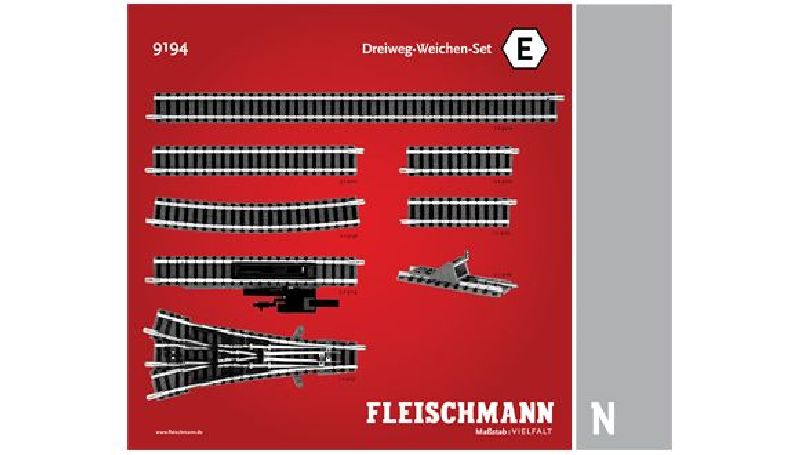 9194 Fleischmann - Dreiwegweichen-Set E - Spur N