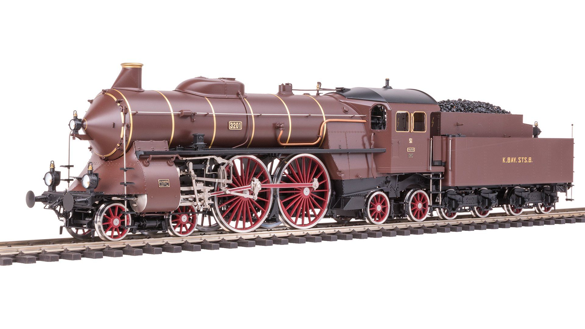 Zustand 1911 Pfälzer Netz, Kessel braun RAL 8017, Räder rot RAL 3004, Kesselringe RAL 8017, 3x Petroleumlaternen