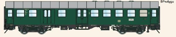 BD4yg 2. Klasse DB Epoche IV Beschriftungsvarianten A, B, C. Messing/Edelstahl. Multiprotokoll Funktionsdecoder. R=1020mm. LüP ca. 60,8 cm