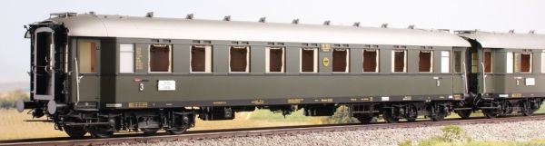 D36 Schnellzugwagen-Set 3-teilig DB Ep. IIIa, Wagennummer ABC4üwe 14 288, C4üwe 16 846 & C4üwe 17 206; Karlsruhe, Messing-Edelstahl, Innenbeleuchtung