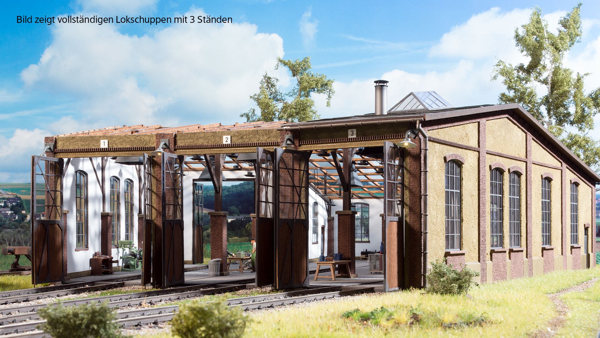 400420C KM1 - Ringlokschuppen 3-st�nd.Bausatz 12 Grad - Spur 1