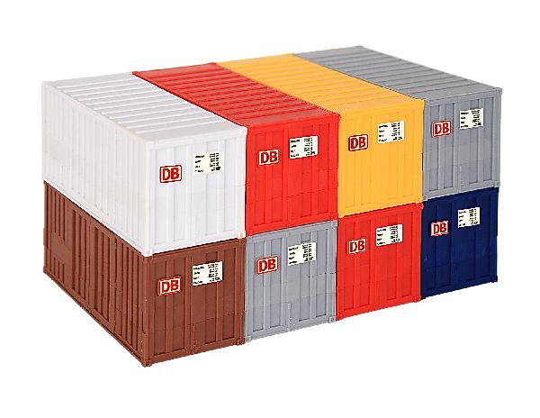 10924 Kibri - H0 20-Fuss-Container, 6 Stuec - 1:87
