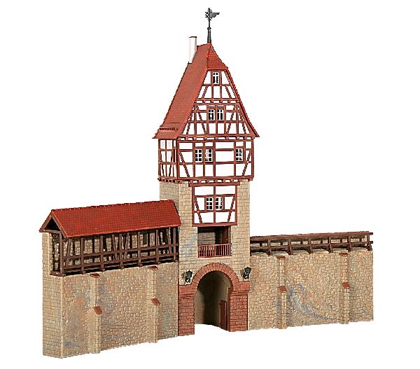 38914 Kibri - H0 Stadtmauer mit Fachwerktur - Spur H0