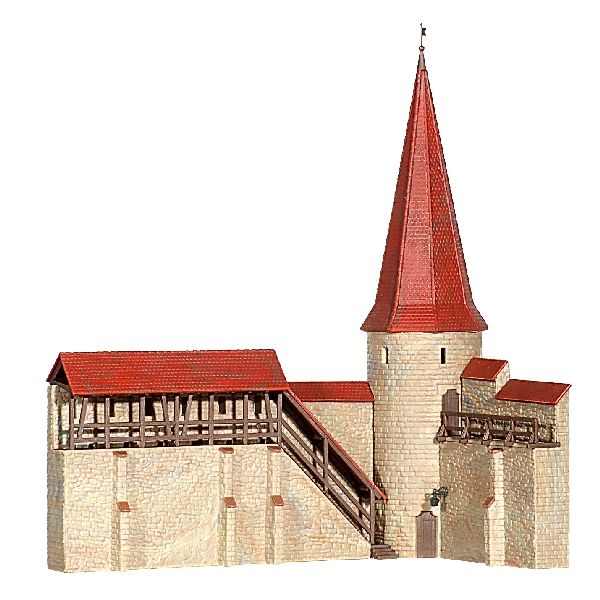 38915 Kibri - H0 Stadtmauer mit Rundturm in - Spur H0