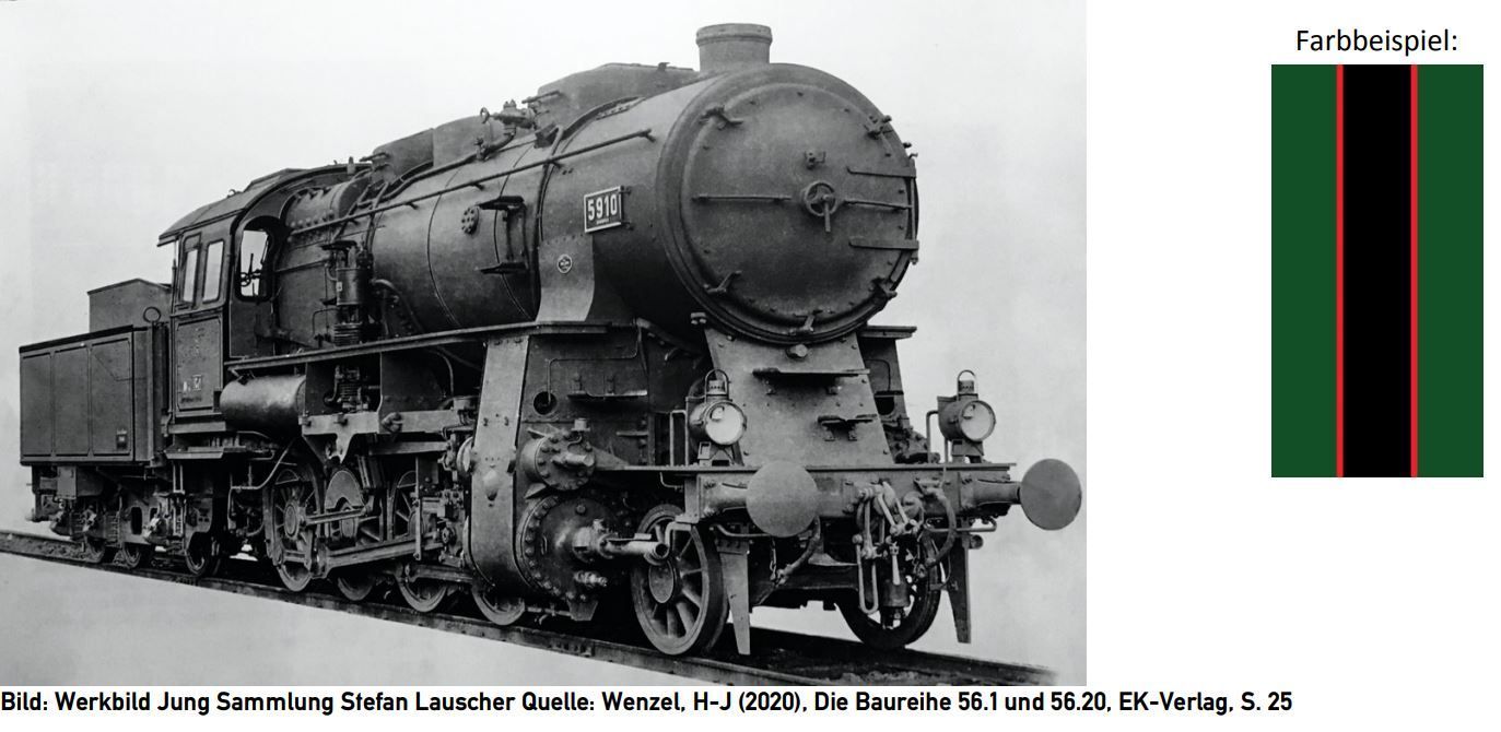 2. Serie, FINESCALE, Länderbahnlackierung, Deutsche Reichsbahn, Dreidomige Version, Gewölbte Rauchkammertür, 2 x Petroleum Lampe, Beschilderung Messing, Bauzustand 1921, 1'D h2