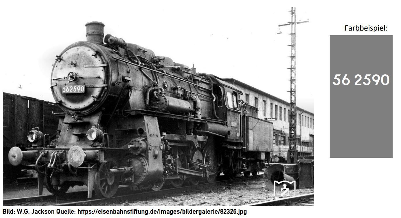 2. Serie, FINESCALE, eisengrau, Vierdomige Version, 2 x DRG Lampen abgedunkelt, Gegengewichte durchbohrt, Beschilderung Alu / Messing, Bauzustand 1943/44, 1`D h2