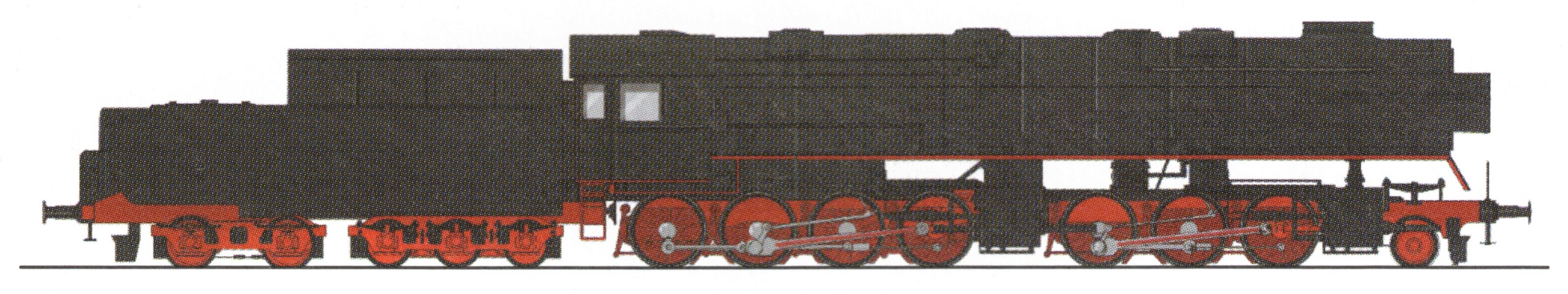 2x DRG Lampen, DRG Doppelverbundluftpumpe, Aufbau schwarz, Fahrwerk rot, Scheibenvorlaufrad, 5-achsiger Wannentender