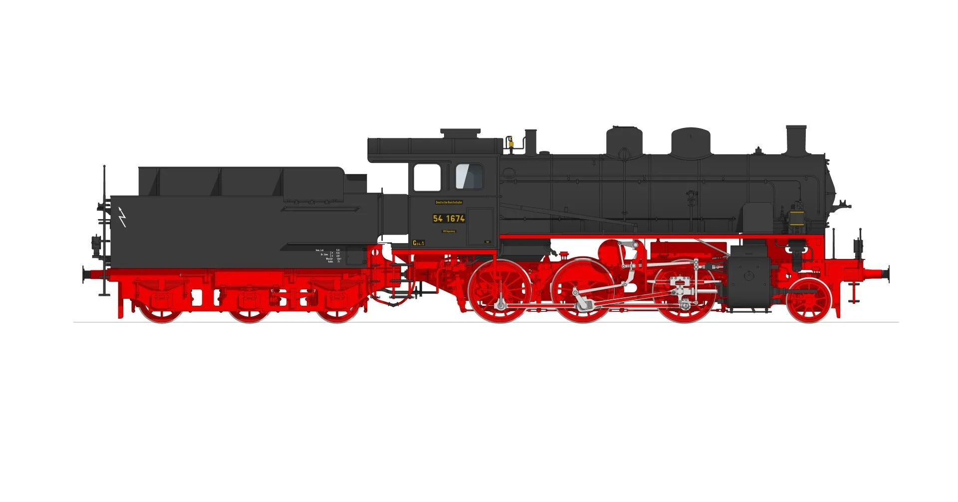 G3/4h B, Variante B, Fahrwerk Schwarz, 2x DRG Laternen, Messingschilder