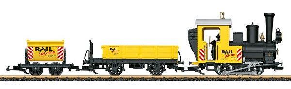 Mit OVP. OHNE Gleise, OHNE Trafo! DC-Analog - Tenderlok mit einem Niederbordwagen und einem Kipplorenwagen. Nur Lok und 2 Wagen.