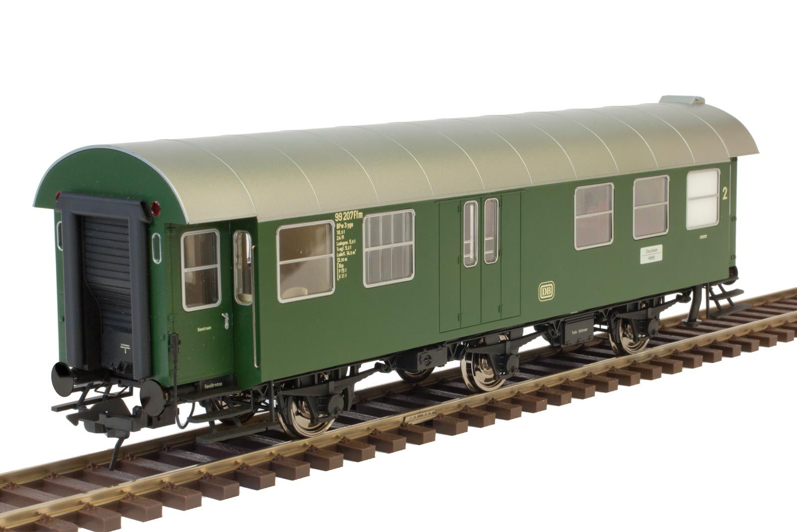 Umbauwagen BPw3yge, 3-achsig, 2.Klasse mit Gepäckabteil, DB, Epoche 3, Betr.-Nr. 99 447 Wt, Heimatbahnhof Hagen, chromoxidgrün RAL6020