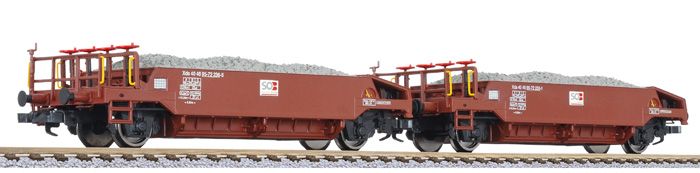 2-teilig Schotterwagen-Set beladen mit Schotter, SOB, Epoche VI
