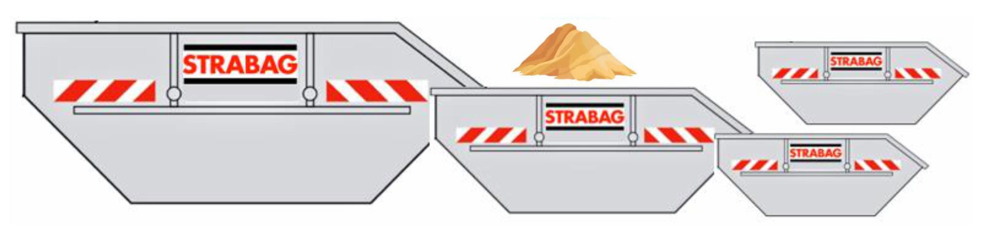 "Set aus 4 versch. Absetzmulden ""STRABAG"" mit Bausand / HO"