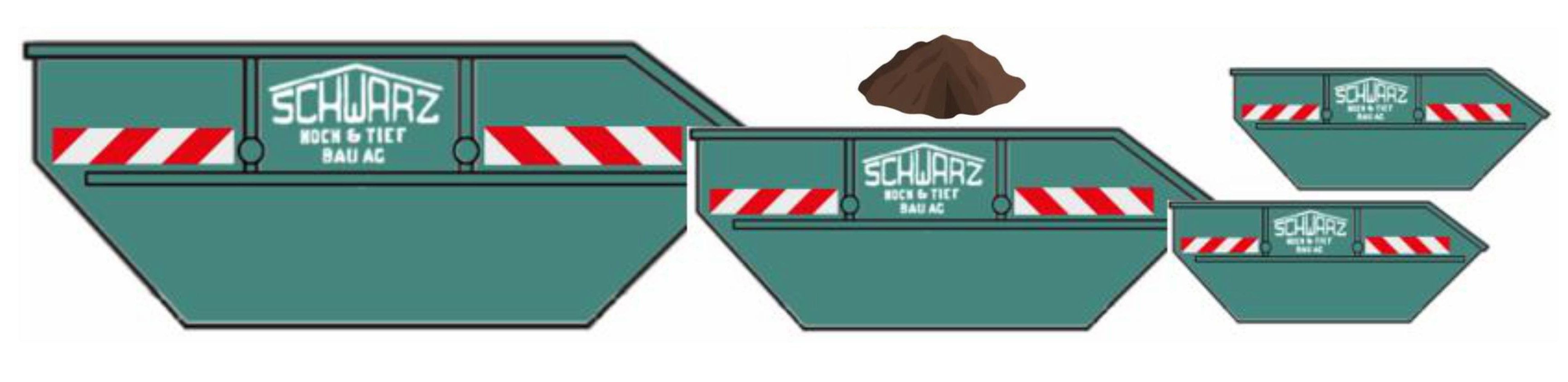 "Set 4 versch. Absetzmulden ""SCHWARZ BAU"" mit Abraum / HO"
