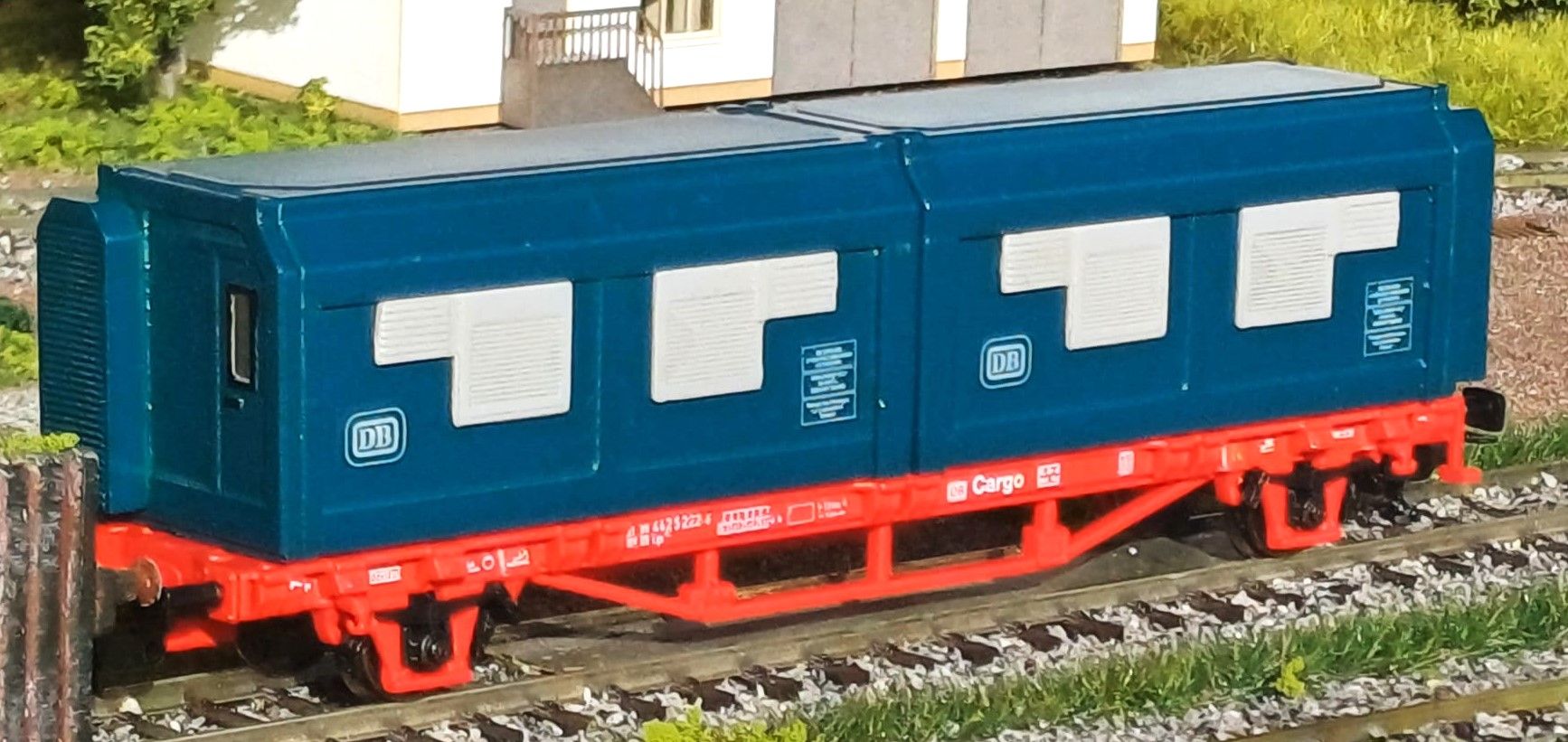 "Set aus 2 Bauzug-Wohncontainer ""DB Ep. III/IV"", blau / HO (Set