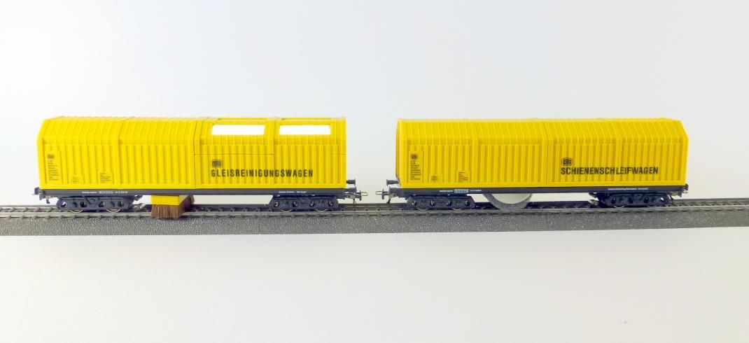 H0-2er Set 05 8831 H0-Gleisstaubsaugerwagen + 9131 H0-Schienen- und Oberleitungsschleifwagen. DC System 2L= Gleichstrom, analog und digital einsetzbar.