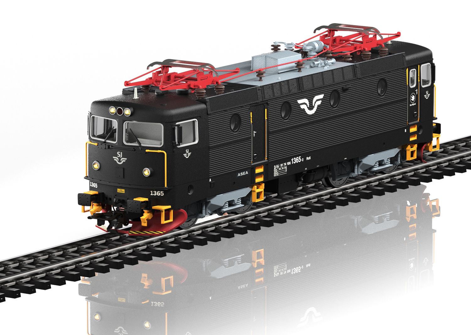 Elektrolokomotive Rc 6 der Schwedischen Staatsbahnen (SJ). Ausführung in schwarzer Grundfarbgebung mit Scherenstromabnehmern. Betriebszustand 2010.