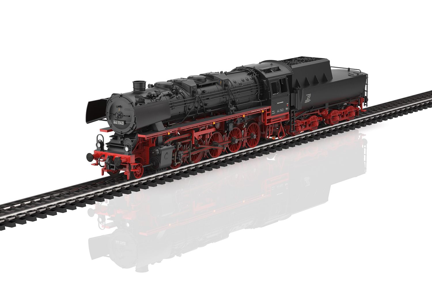 Schwere Güterzug-Dampflokomotive Baureihe 44 mit Wannen-Tender 2´2´T30 der DB Epoche III. Mit Spielewelt mfx+ Digital-Decoder und vielfältigen Betriebs- und Soundfunktionen.