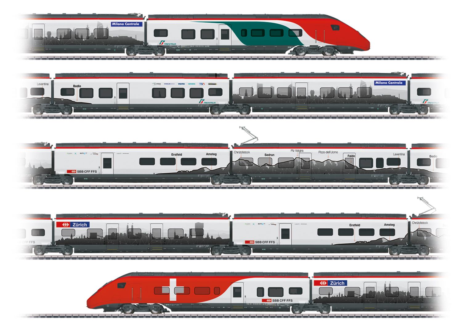 39811 Maerklin - Giruno RABe 501 004 SBB 7-tlg. mfx-Sound/Panto LED - Spur H0