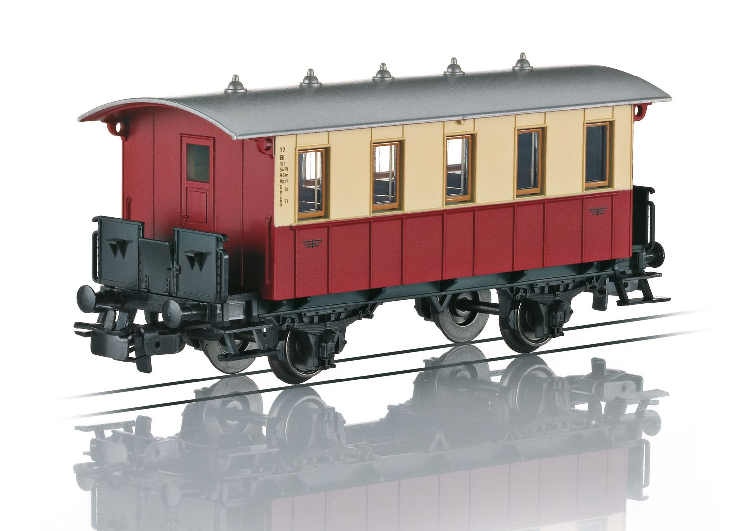 4107 Maerklin - Personenwagen rot/beige 2-achs. - Spur H0
