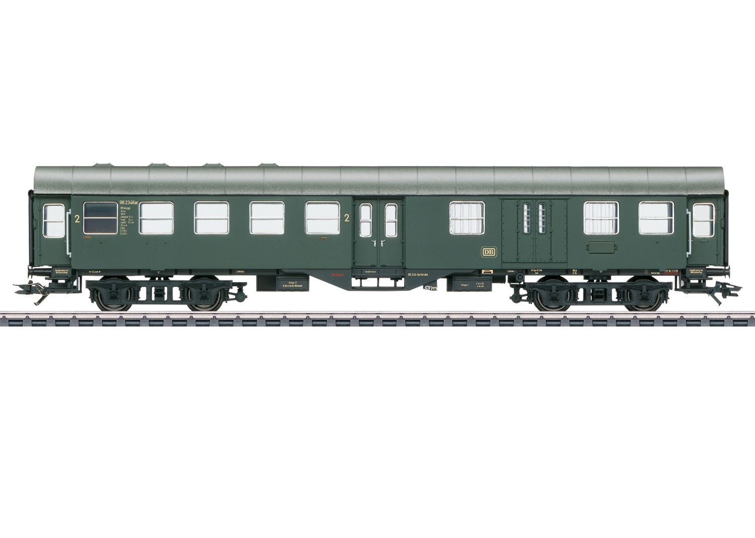 41330 Maerklin - Umbauwagen 2.Kl./Gep�ck DB III 4-achs. fl.-gr�n - Spur H0