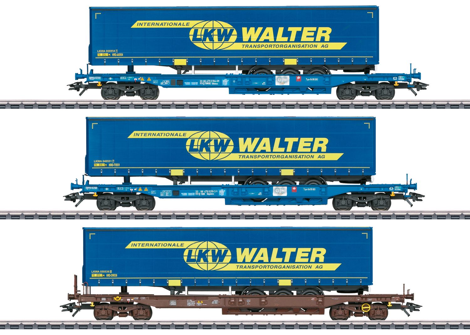 Maerklin 47120 Taschenwagen Set LKW Walter SNCB BB 3 tlg Spur H0 maerklin-47120-taschenwagen-set-lkw-walter-sncb-bb-3-tlg-spur-h0