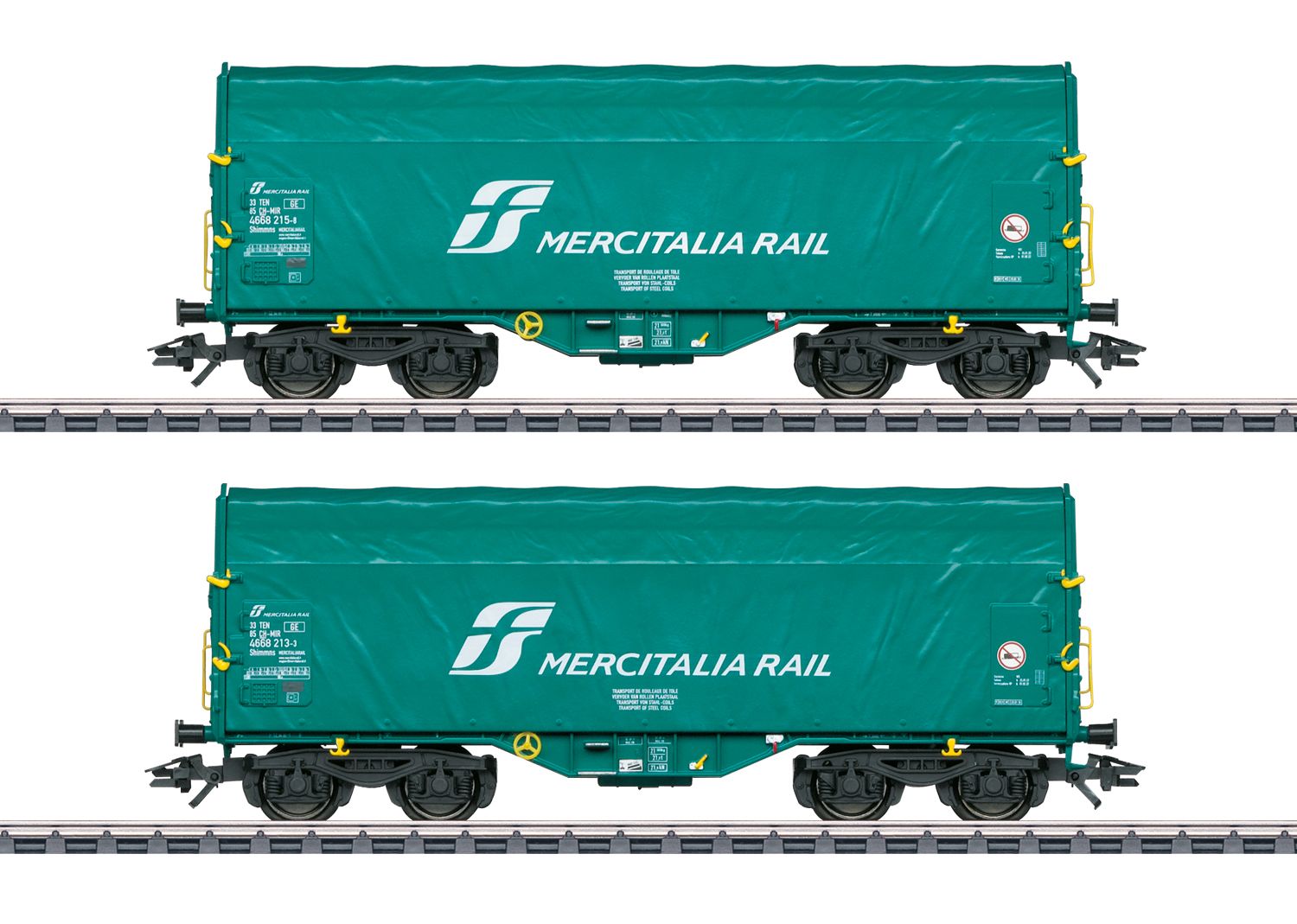 Schiebeplanenwagen-Set Shimmns Greenbrier der Mercitalia  Epoche VI