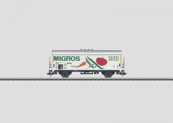 Migros Suisse Kühlwagen Bauart Tehs 50, Privatwagen eingestellt bei der Deutschen Bundesbahn (DB). LüP 13,4 cm