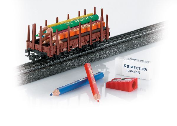 Rungenwagen Kbs der Deutschen Bundesbahn (DB). Mit Buntstifte