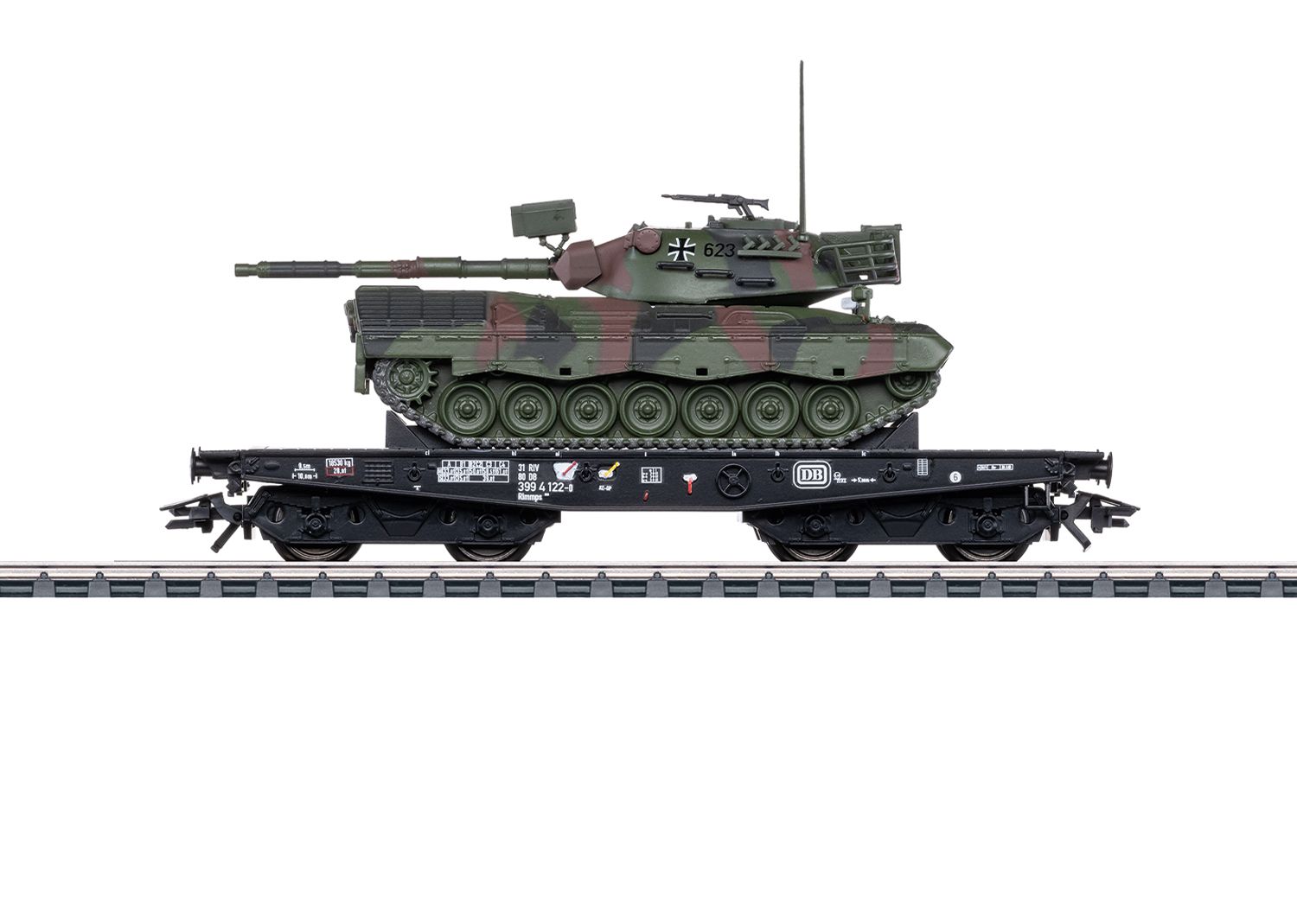 48876 Maerklin - Schwerlast-Flachwagen Rlmmps Leo 1A1 - Spur H0