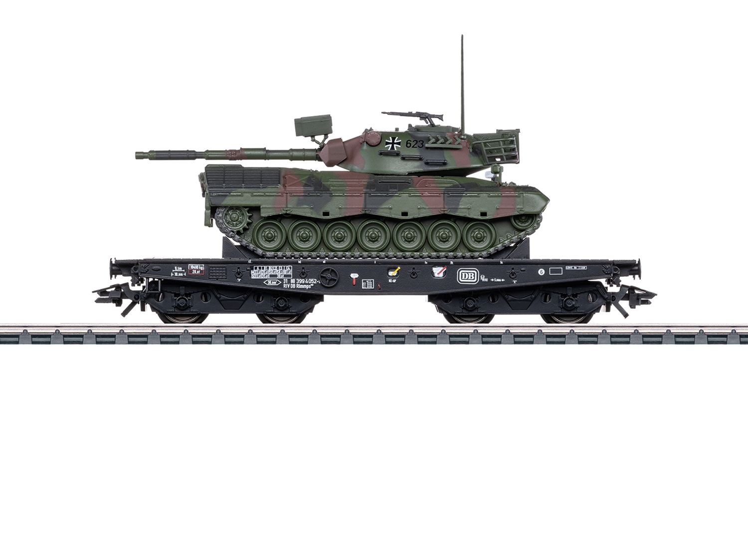 48877 Maerklin - Schwerlast-Flachwagen Rlmmps Leo 1A1 - Spur H0