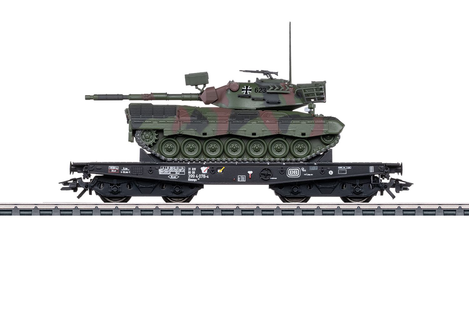 48878 Maerklin - Schwerlast-Flachwagen Rlmmps Leo 1A1 - Spur H0