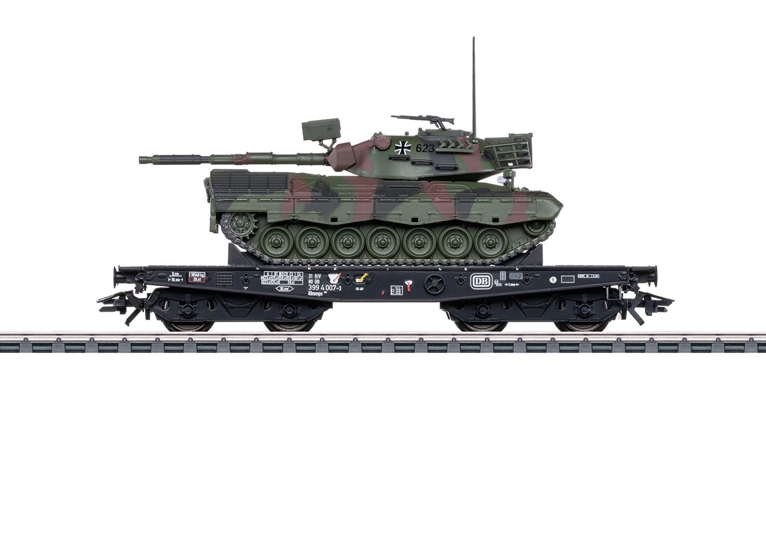 48879 Maerklin - Schwerlast-Flachwagen Rlmmps Leo 1A1 - Spur H0