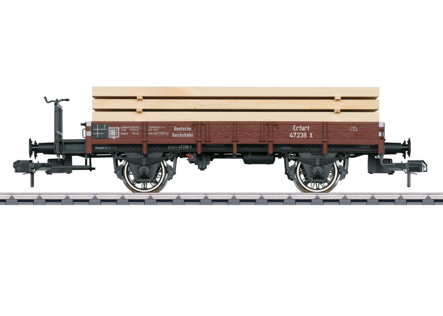 58316 Maerklin - Niederbordwagen Typ X DRG mit Vierkanth�lzern - Spur 1