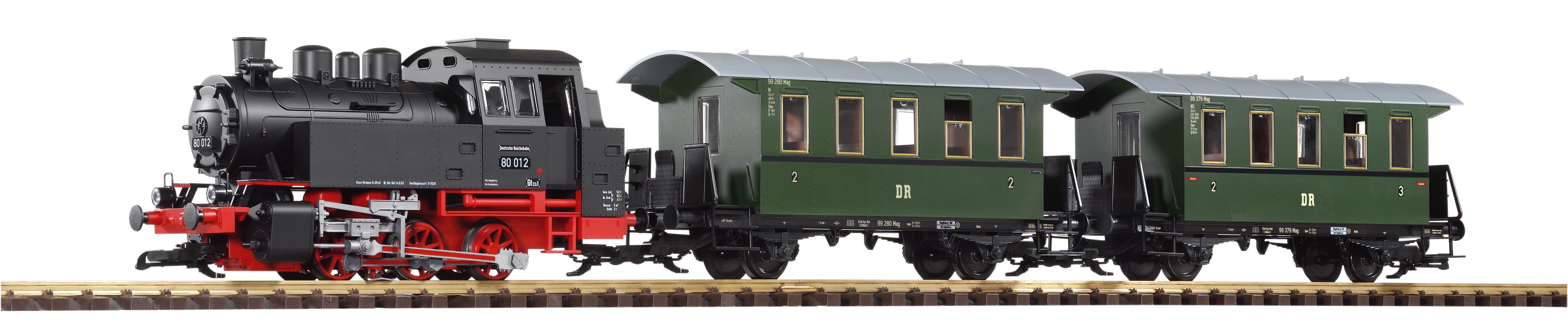 37125 Piko - G-Startset Personenzug BR 80 + zwei Personenwagen + Sound un - Spur 2m