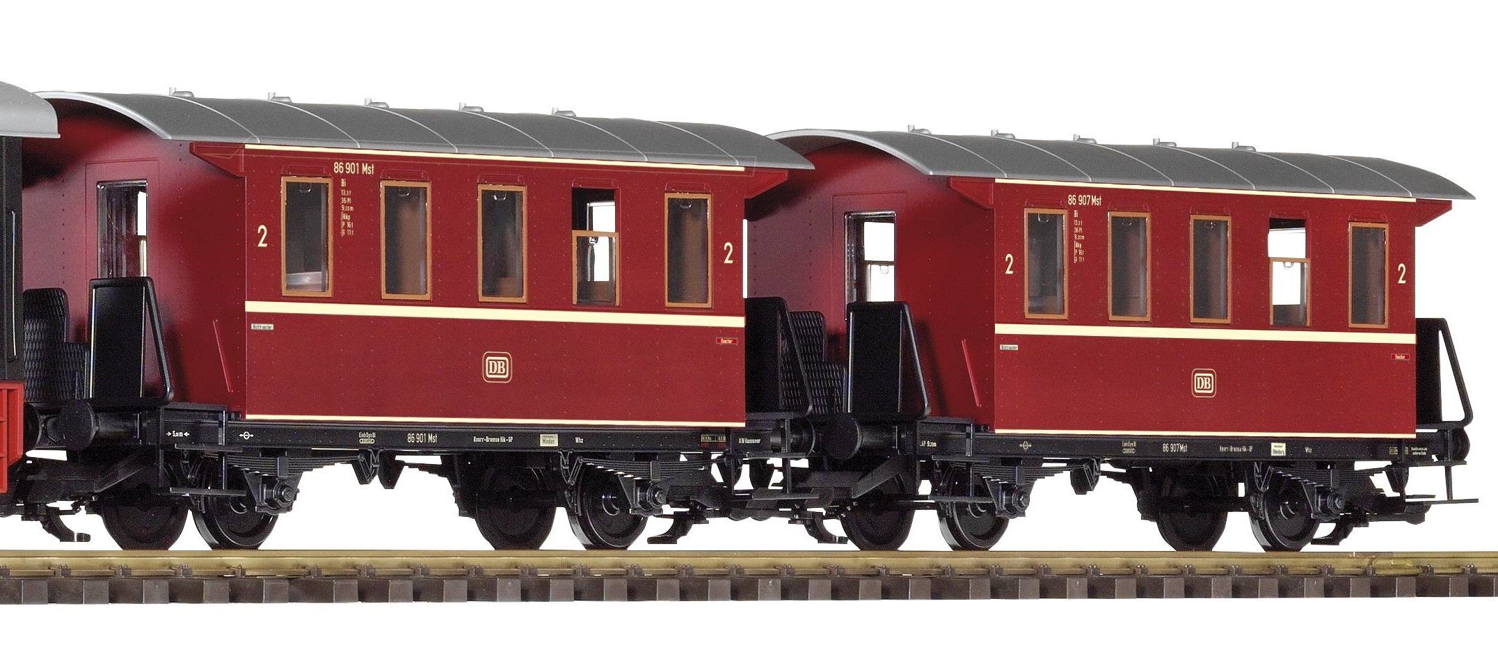 ohne OVP - in Styroeinsatz! 2 Stück Personenwagen DB Epoche III, 2. Klasse Bi, 2-achsig, je LüP 350 mm,