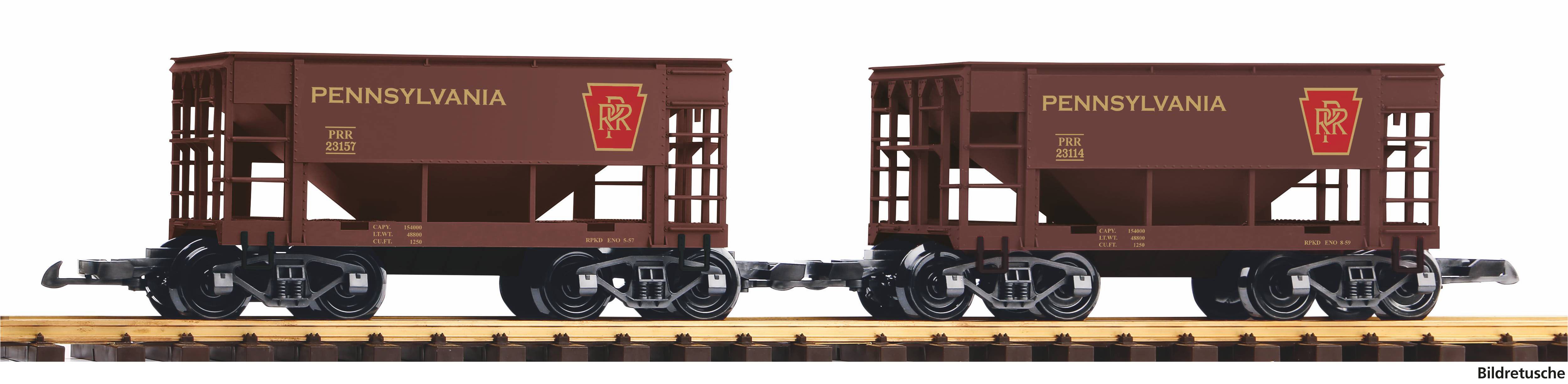 38972 Piko - G 2er Set Schuettgutwagen PRR - Spur 2m