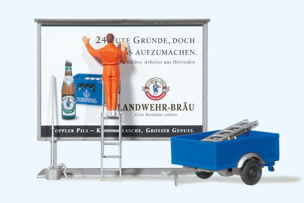 10526 Preiser - Plakatkleber auf Leiter, Plak - Spur H0